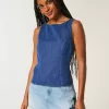 Denim Open-Back Top