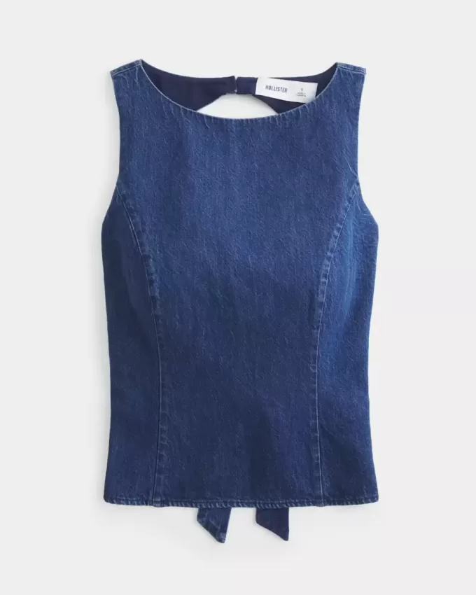 Denim Open-Back Top
