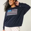 Easy American Flag Graphic Crew Sweatshirt