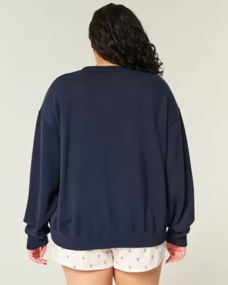 Easy American Flag Graphic Crew Sweatshirt