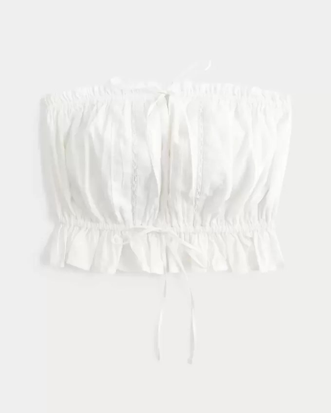 Easy Crop Strapless Lace Inset Tube Top