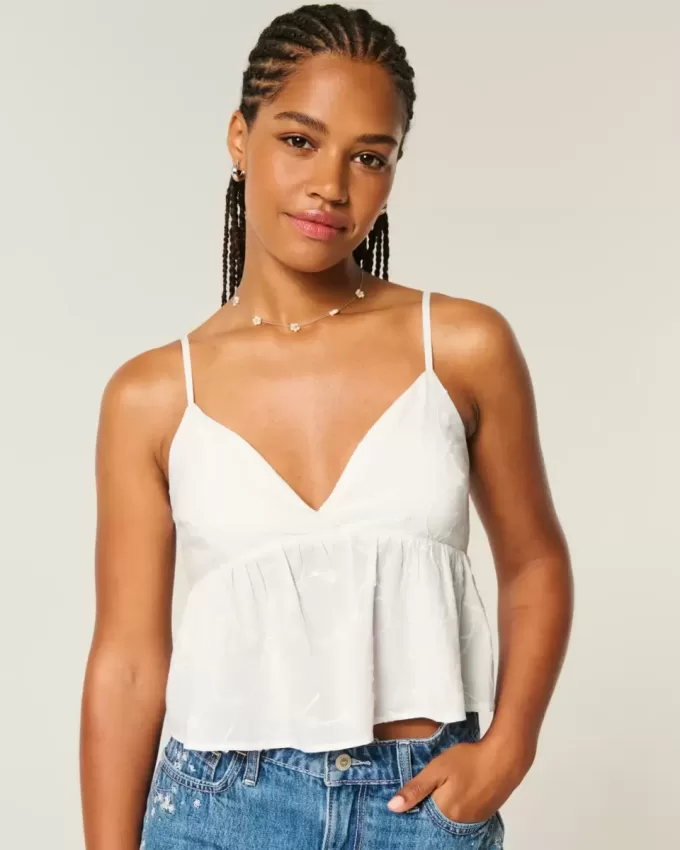 Easy Embroidered Shine Babydoll Top