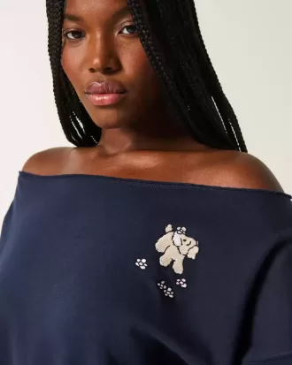 Easy Graphic Double Off-the-Shoulder Sweatshirt