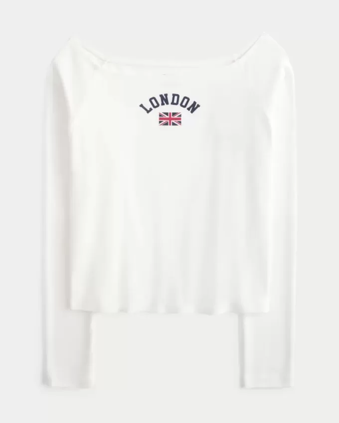 Easy Off-the-Shoulder London Graphic Tee