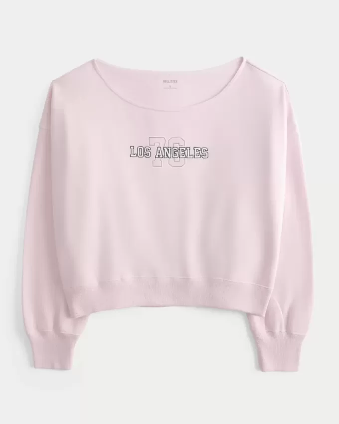 Easy Off-the-Shoulder Los Angeles Graphic Sweatshirt Easy Off-the-Shoulder Los Angeles Graphic Sweatshirt