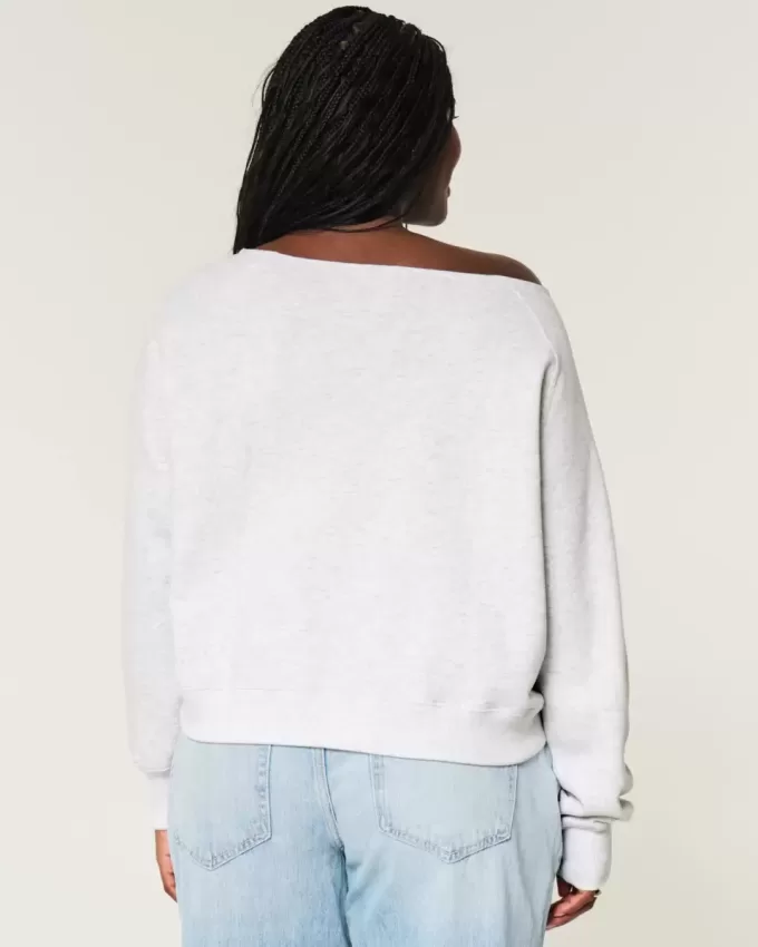 Easy Off-the-Shoulder Number Graphic Sweatshirt