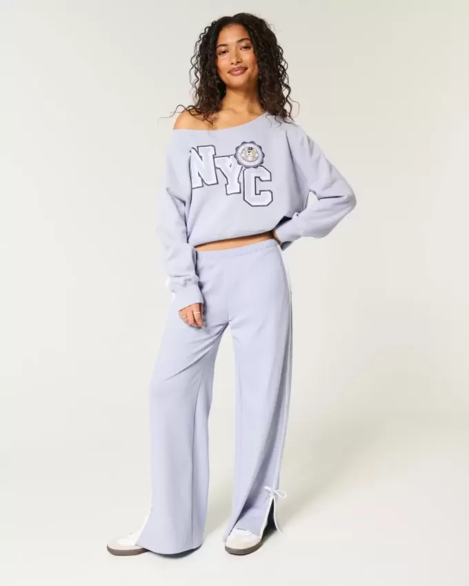 Easy Off-the-Shoulder NYC Graphic Sweatshirt