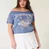 Easy Off-the-Shoulder Summer Graphic Tee Easy Off-the-Shoulder Summer Graphic Tee