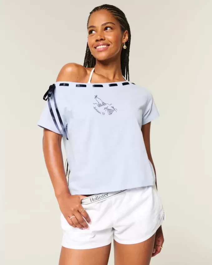 Easy Off-the-Shoulder Tie T-Shirt