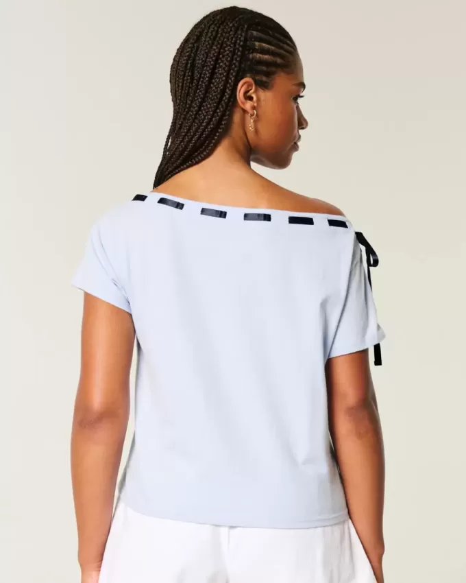 Easy Off-the-Shoulder Tie T-Shirt