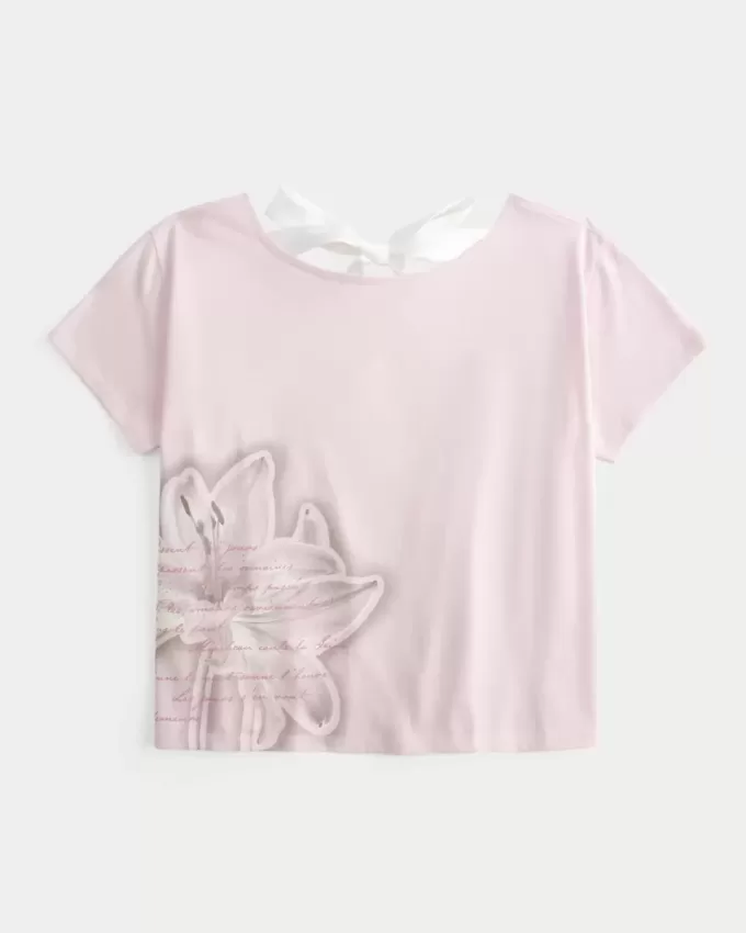 Easy Ribbon Tie-Back Floral Graphic Tee Easy Ribbon Tie-Back Floral Graphic Tee