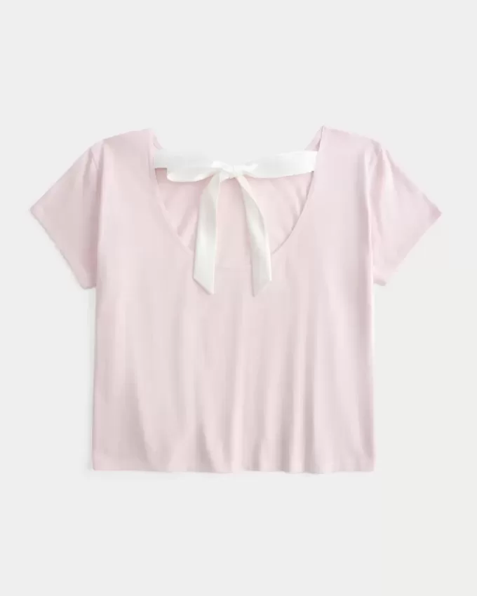 Easy Ribbon Tie-Back Floral Graphic Tee Easy Ribbon Tie-Back Floral Graphic Tee