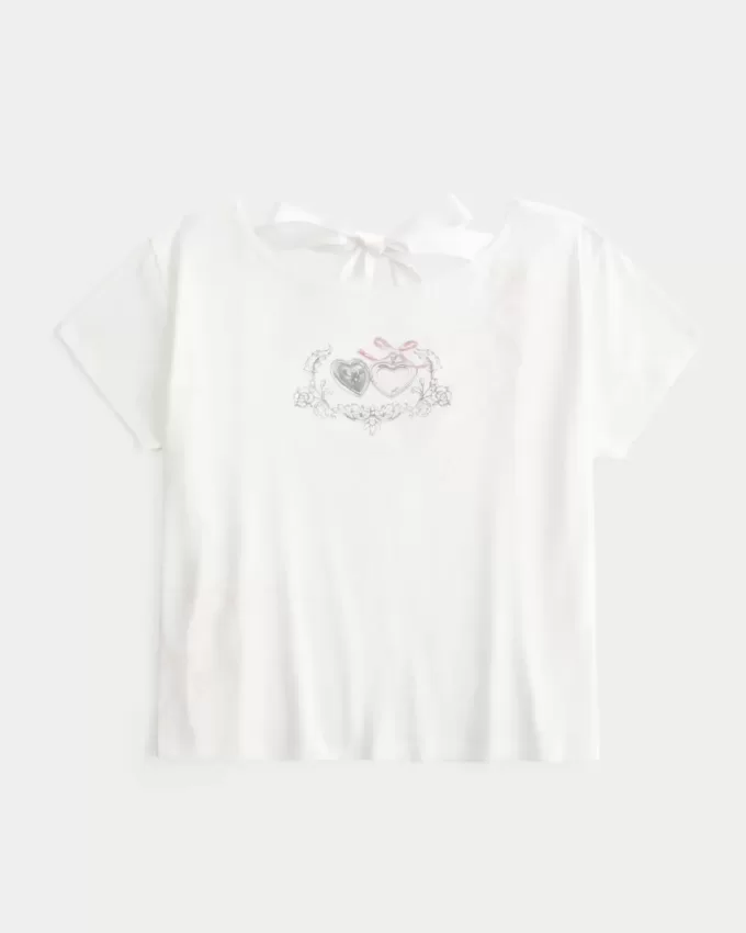 Easy Ribbon Tie-Back Heart Graphic Tee