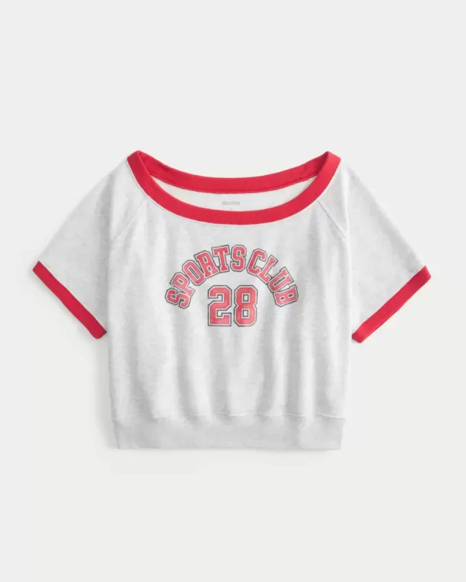 Easy Short-Sleeve Terry Fleece Graphic Sweatshirt