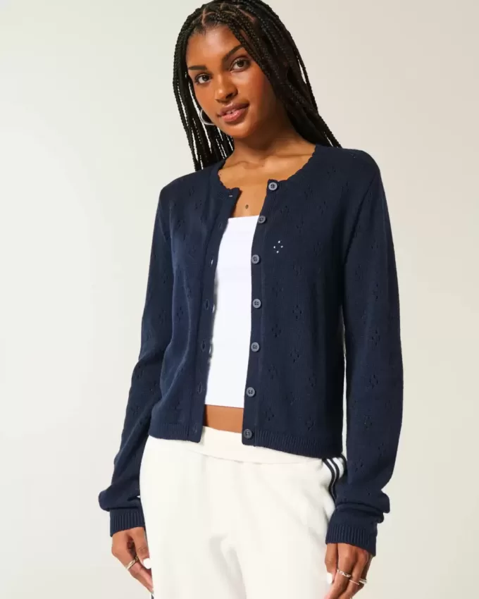 Eyelet Crew Cardigan Eyelet Crew Cardigan