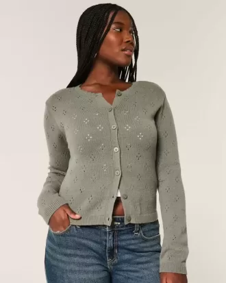 Eyelet Crew Cardigan