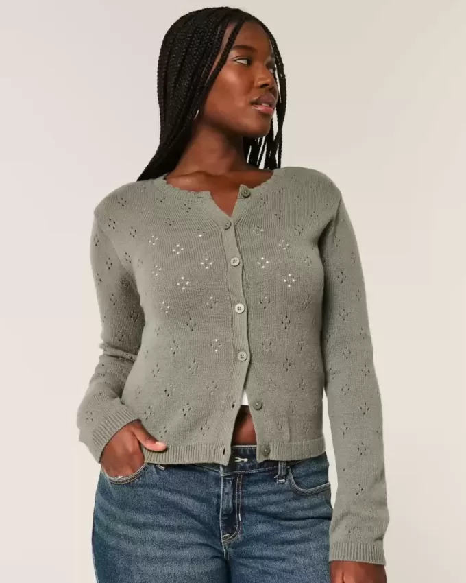 Eyelet Crew Cardigan Eyelet Crew Cardigan