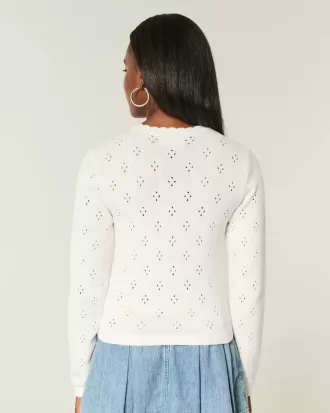Eyelet Crew Cardigan