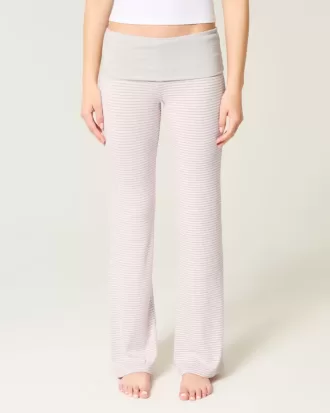 Foldover Waist Knit Flare Pants