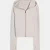 Gilly Hicks Active Recharge Hooded Crop Zip-Up Top