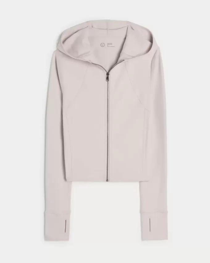 Gilly Hicks Active Recharge Hooded Crop Zip-Up Top