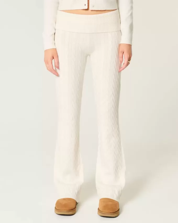 Gilly Hicks Cable-Knit Foldover Boot Pants