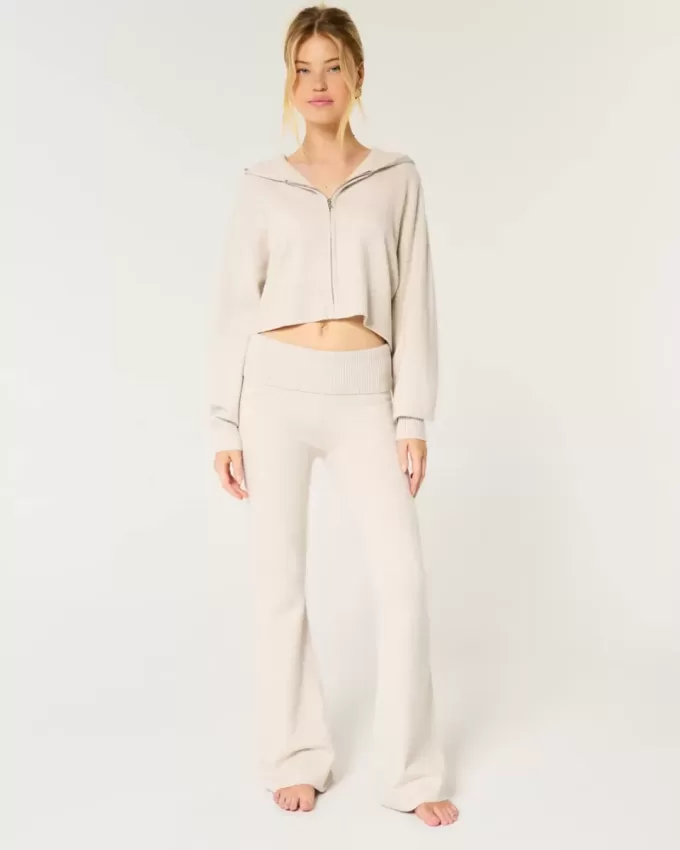 Gilly Hicks Sweater-Knit Foldover Waist Flare Pants Gilly Hicks Sweater-Knit Foldover Waist Flare Pants