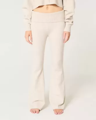 Gilly Hicks Sweater-Knit Foldover Waist Flare Pants