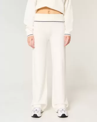 Gilly Hicks Sweater-Knit Foldover Waist Straight Pants