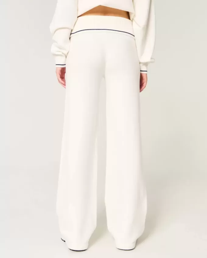 Gilly Hicks Sweater-Knit Foldover Waist Straight Pants Gilly Hicks Sweater-Knit Foldover Waist Straight Pants