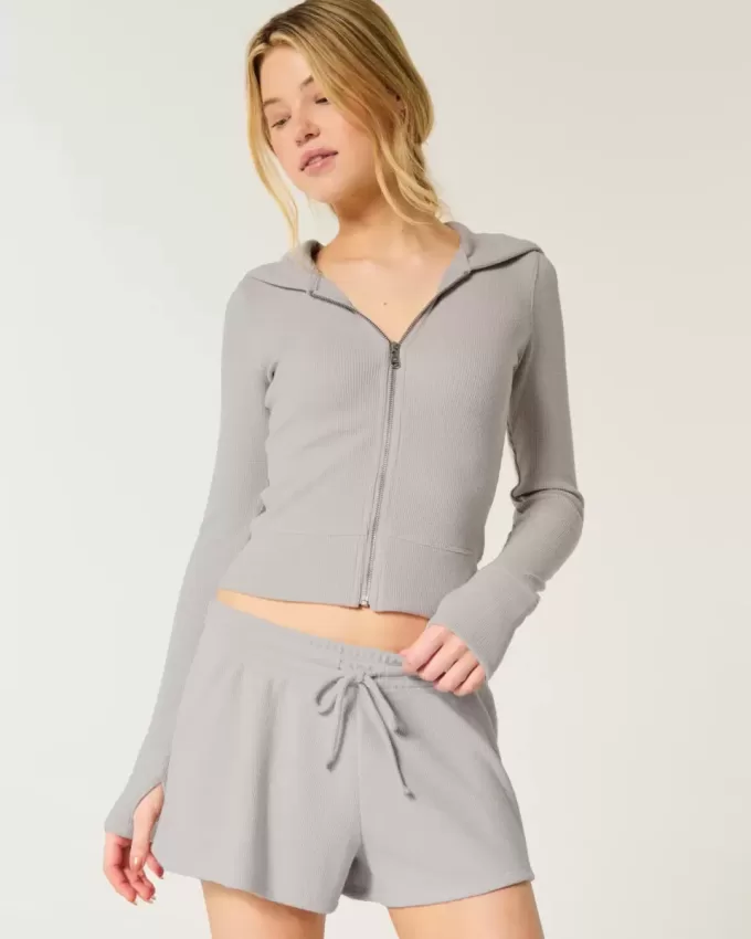 Gilly Hicks Waffle Zip-Up Hoodie Gilly Hicks Waffle Zip-Up Hoodie