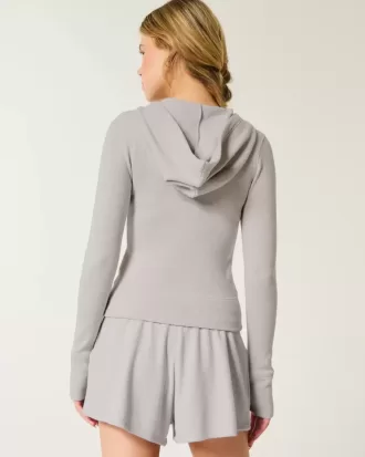 Gilly Hicks Waffle Zip-Up Hoodie