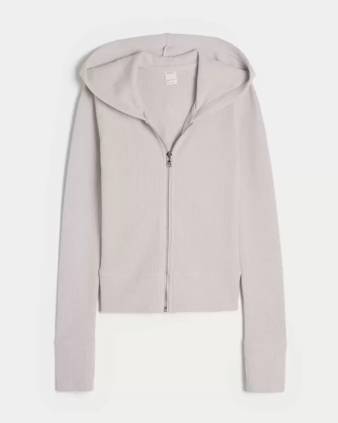 Gilly Hicks Waffle Zip-Up Hoodie Gilly Hicks Waffle Zip-Up Hoodie