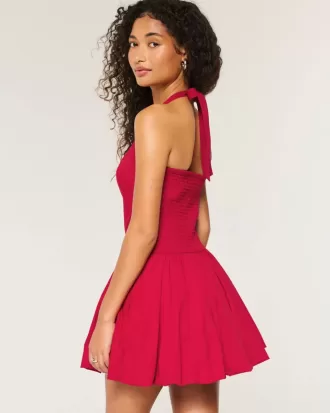 Halter Mini Bubble Skort Dress