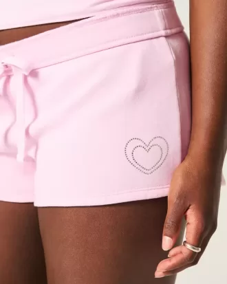 Heart Graphic Fleece Mini Shorts