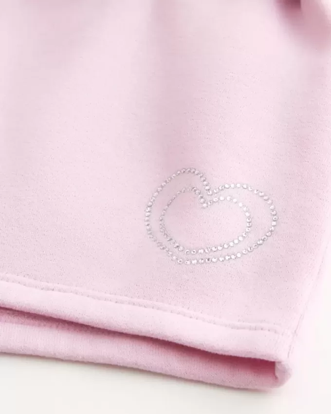 Heart Graphic Fleece Mini Shorts