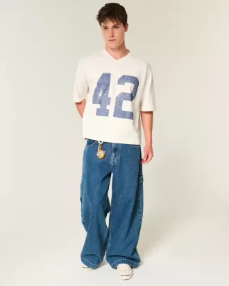 Heavyweight Baggy Crop Varsity Graphic Football Tee