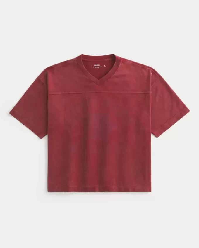 Heavyweight Baggy Crop Varsity Graphic Football Tee