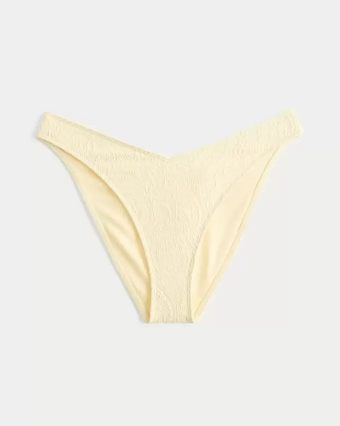 High-Leg V-Waist Jacquard Cheeky Bikini Bottom