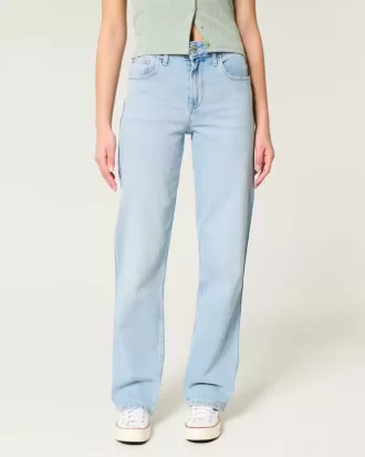High-Rise Light Wash Dad Jeans