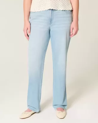 High-Rise Light Wash Straight Jeans