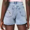 High-Rise Medium Wash Shell Embroidered Baggy Denim Shorts 5″ High-Rise Medium Wash Shell Embroidered Baggy Denim Shorts 5″