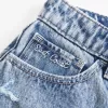High-Rise Medium Wash Shell Embroidered Baggy Denim Shorts 5″ High-Rise Medium Wash Shell Embroidered Baggy Denim Shorts 5″