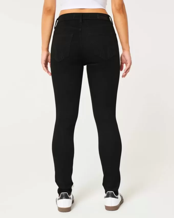 High-Rise Ripped Black Super Skinny Jeans