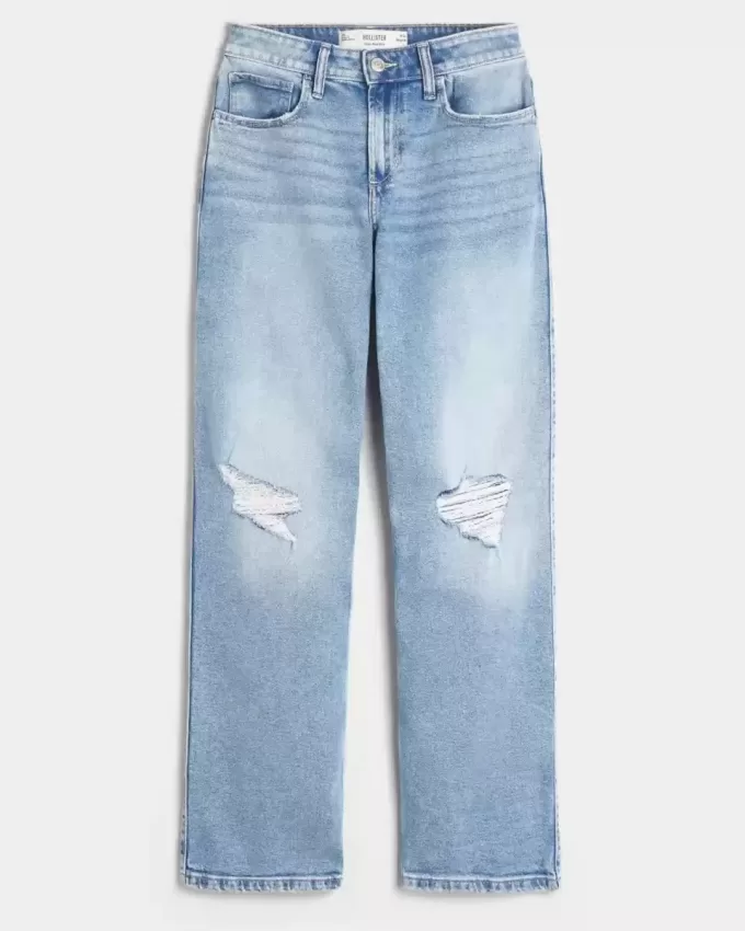 High-Rise Ripped Medium Wash Dad Jeans High-Rise Ripped Medium Wash Dad Jeans