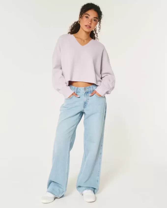 Hollister Comfy Cloud Boxy Notch-Neck Sweater Hollister Comfy Cloud Boxy Notch-Neck Sweater