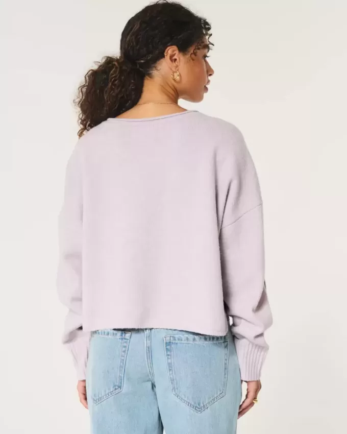 Hollister Comfy Cloud Boxy Notch-Neck Sweater Hollister Comfy Cloud Boxy Notch-Neck Sweater