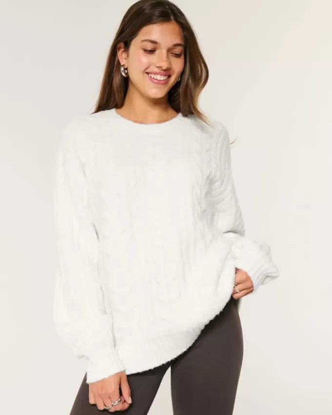 Hollister Comfy Cloud Cable-Knit Crew Sweater Hollister Comfy Cloud Cable-Knit Crew Sweater