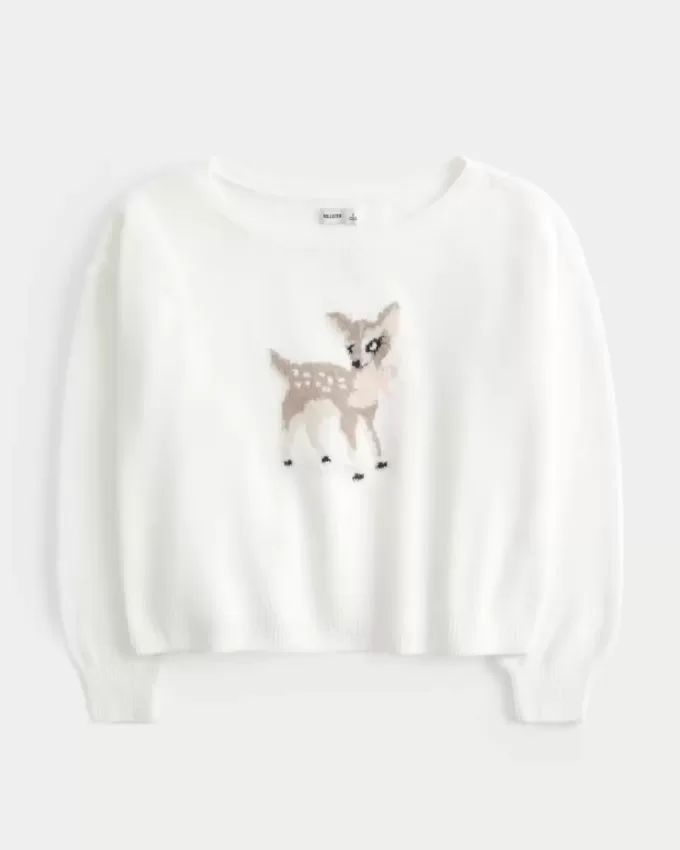 Hollister Comfy Cloud Easy Off-the-Shoulder Deer Graphic Sweater Hollister Comfy Cloud Easy Off-the-Shoulder Deer Graphic Sweater