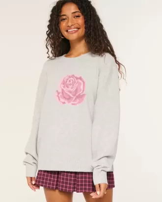 Hollister Comfy Cloud Rose Graphic Sweater Hollister Comfy Cloud Rose Graphic Sweater